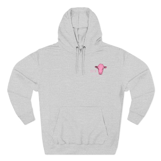 Beef On The East Cattle Co. Hoodie – Pink Cow Logo Fleece Pullover
