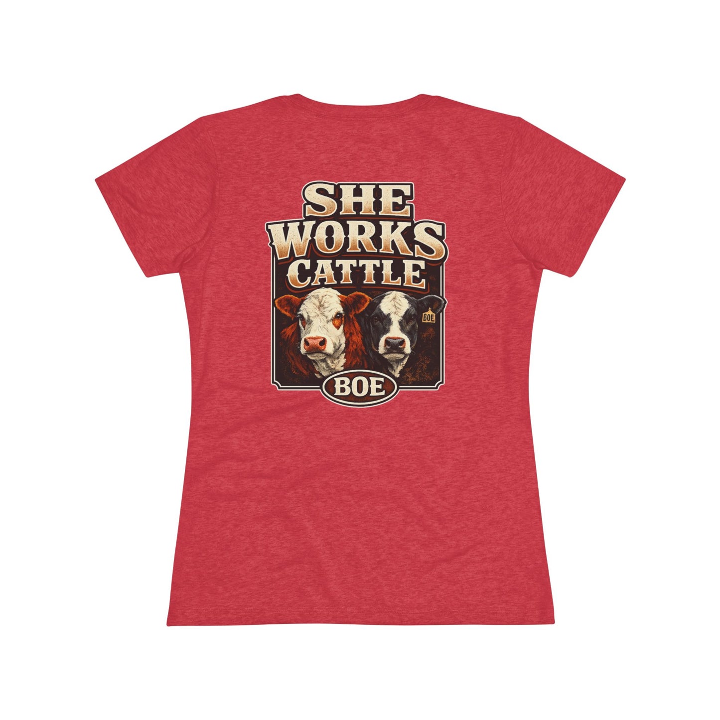 She Works Cattle Women's Tee — Beef On The East Cattle Co.