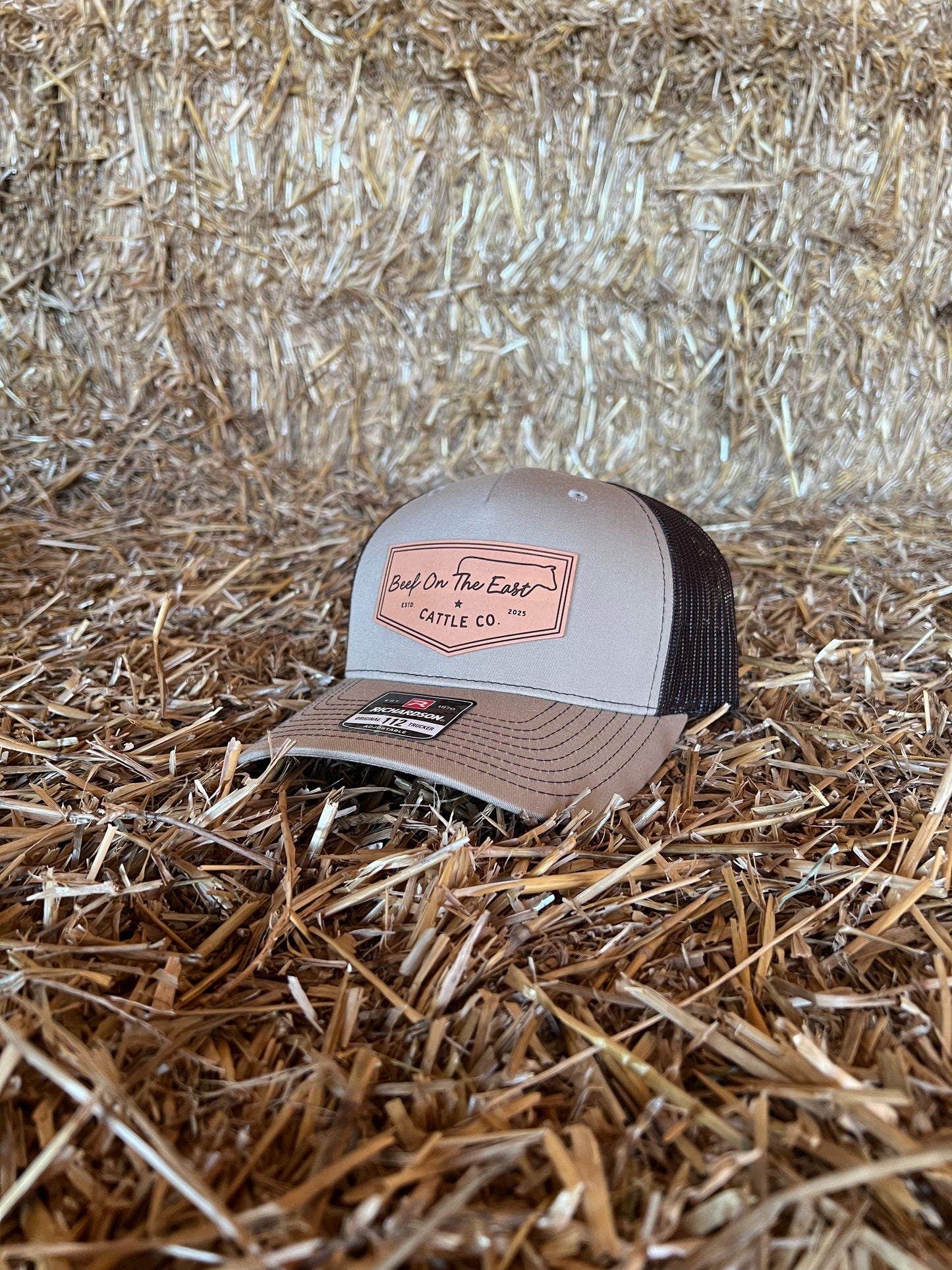 Tan/Brown Richardson 112 Trucker Hat - Beef On The East Cattle Co.