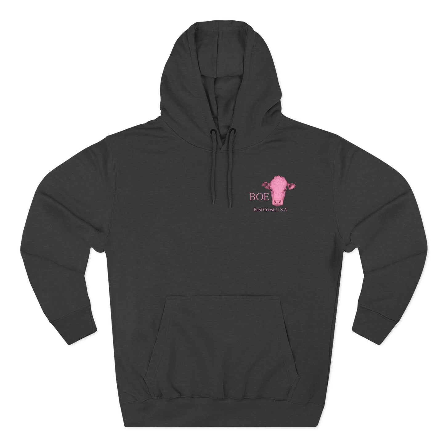 Beef On The East Cattle Co. Hoodie – Pink Cow Logo Fleece Pullover