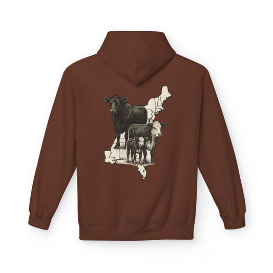 Beef On The East States Hoodie — East Coast States Cattle Graphic
