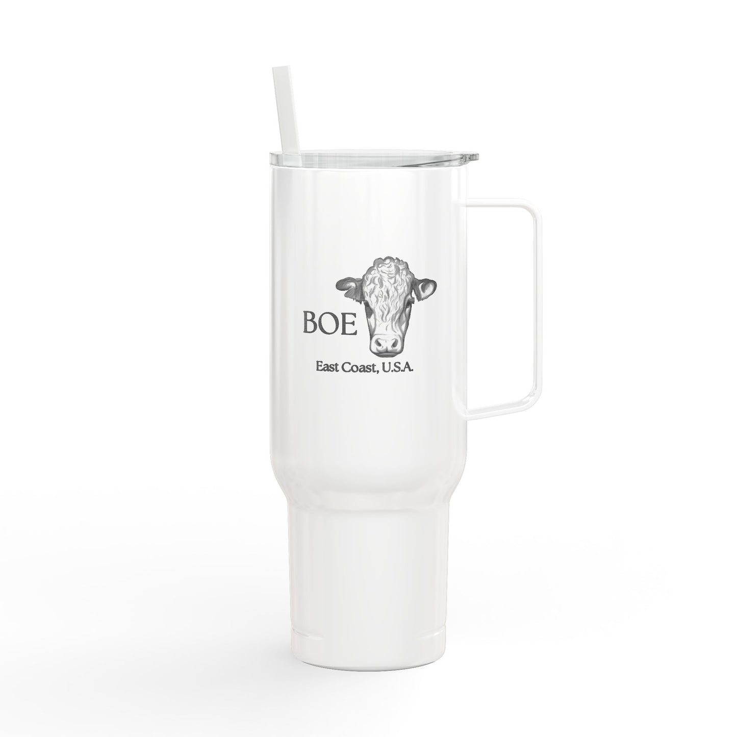 40oz Engraved Insulated Tumbler with Lid & Straw — Personalized State Outline Design