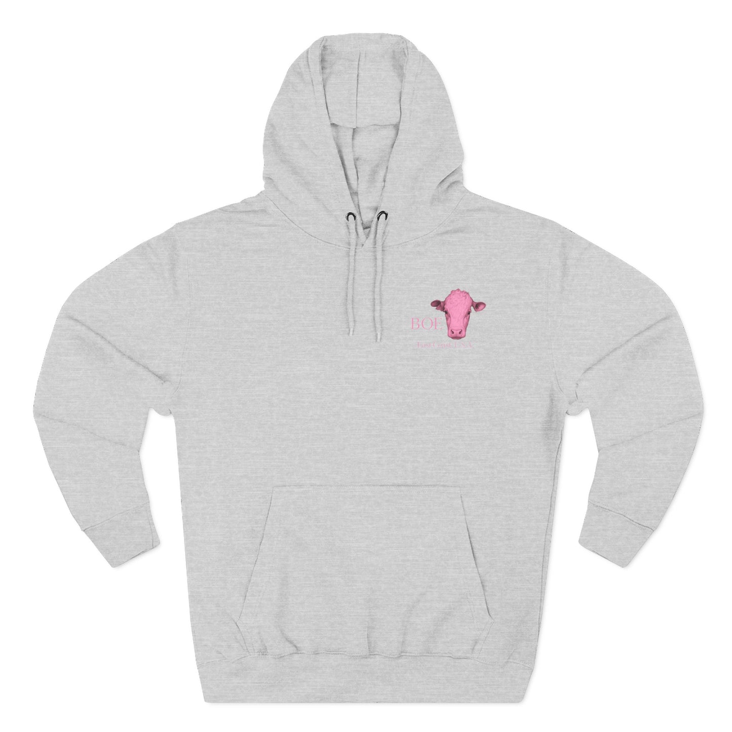 Beef On The East Cattle Co. Hoodie – Pink Cow Logo Fleece Pullover