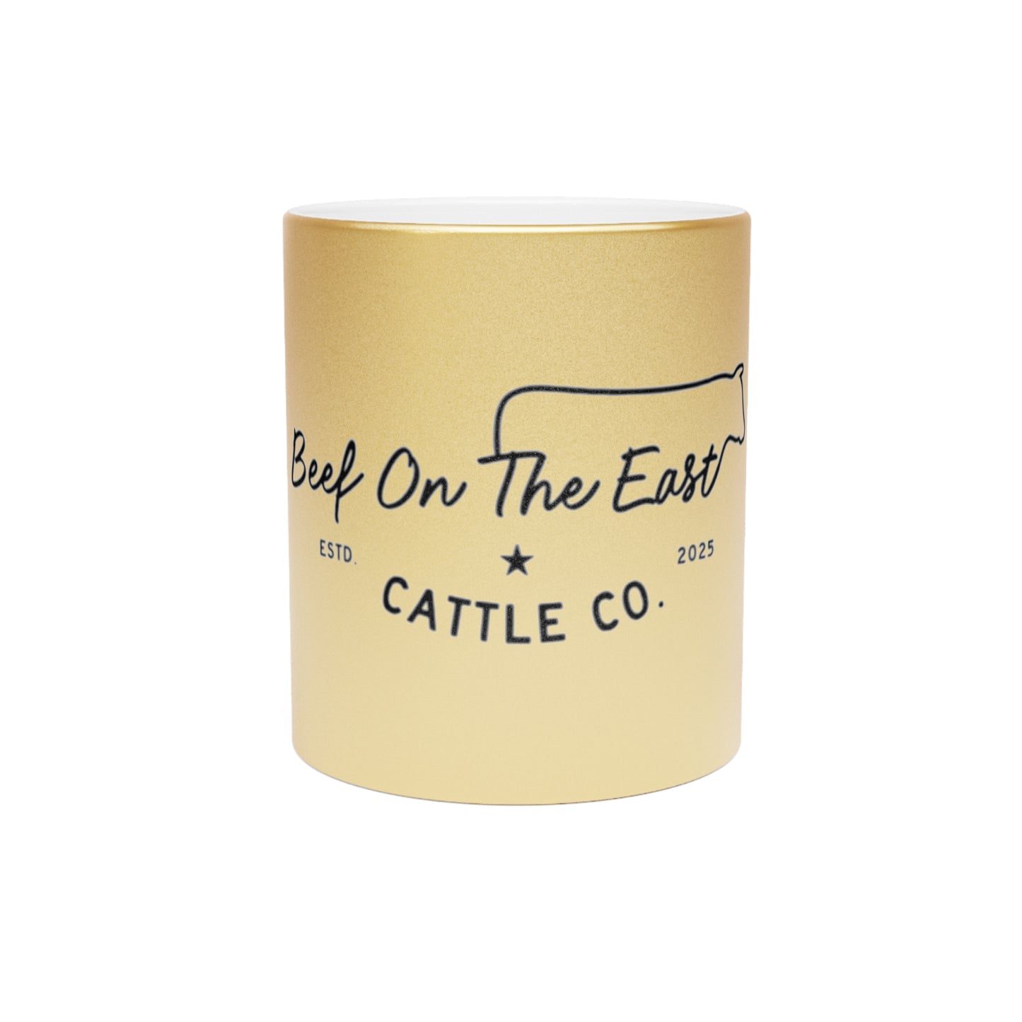 Beef On The East Cattle Co. Metallic Mug — Silver/Gold Farmhouse Coffee Cup