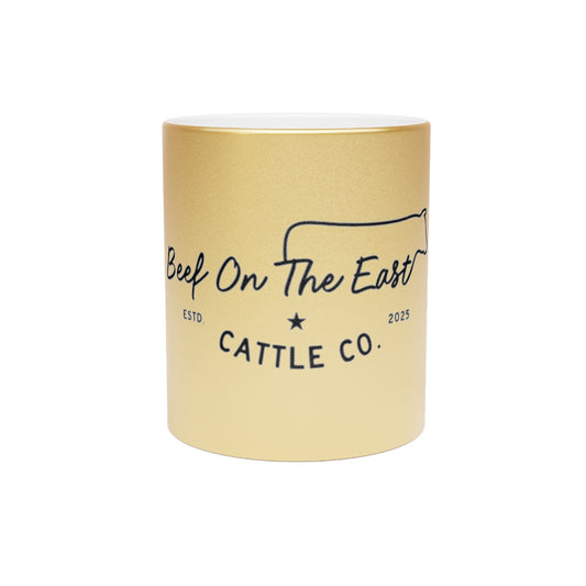 Beef On The East Cattle Co. Metallic Mug — Silver/Gold Farmhouse Coffee Cup