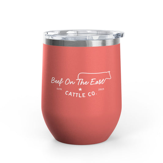 12oz  Wine Tumbler — 'Beef On The East' Cattle Co. Insulated Stemless Glass