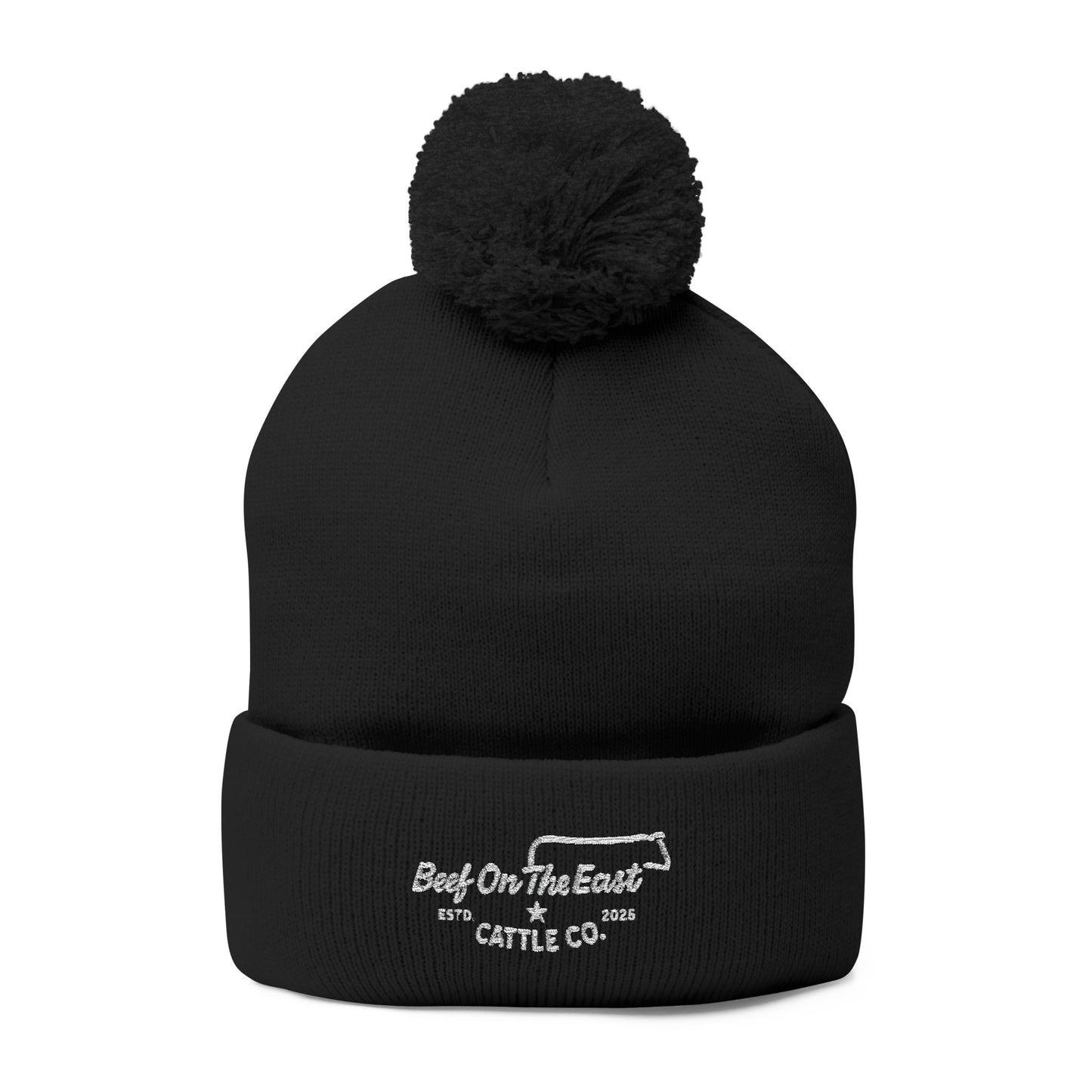 Embroidered Pom-Pom Knit Cap — Beef On The East Cattle Co.