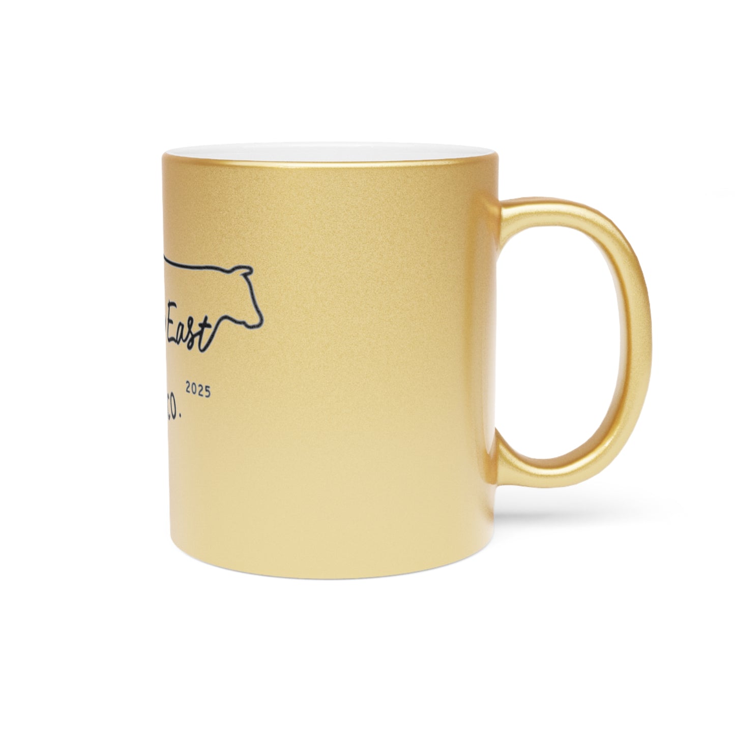 Beef On The East Cattle Co. Metallic Mug — Silver/Gold Farmhouse Coffee Cup