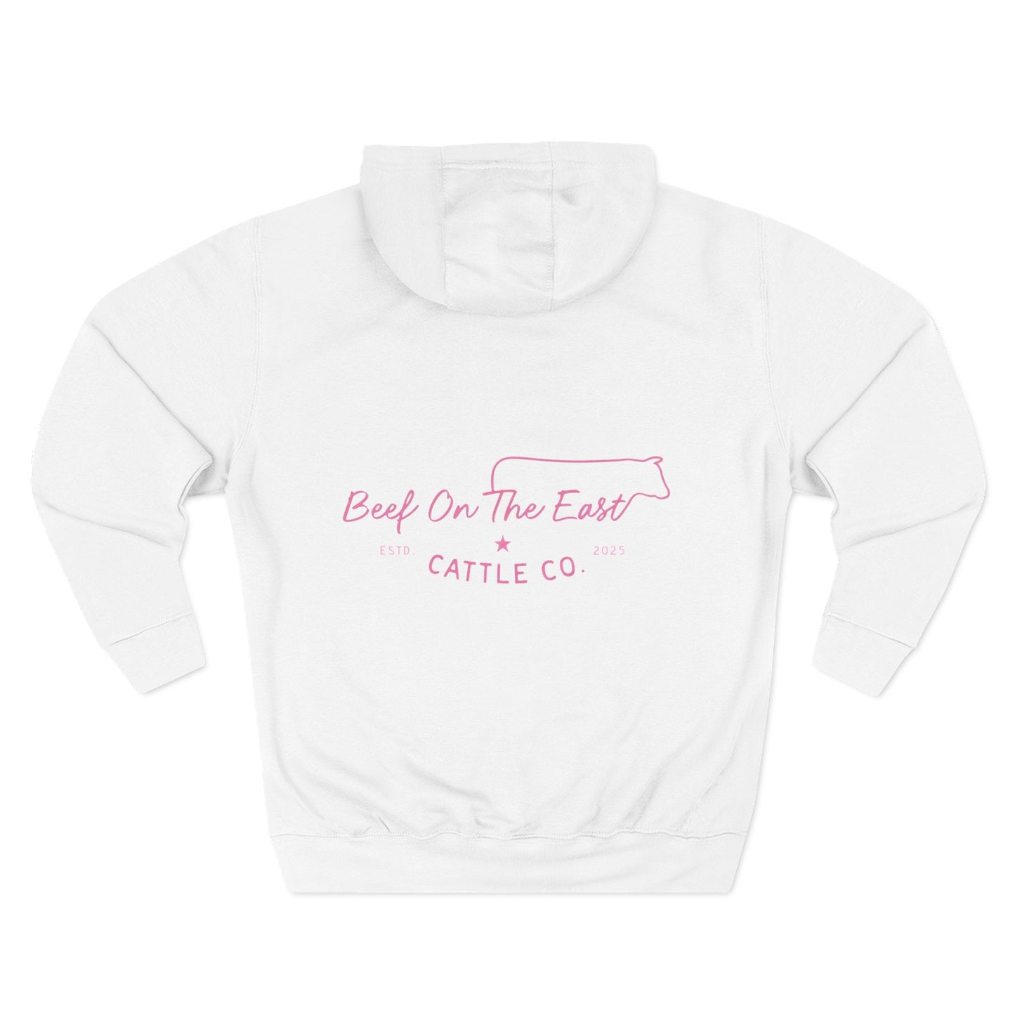Beef On The East Cattle Co. Hoodie – Pink Cow Logo Fleece Pullover