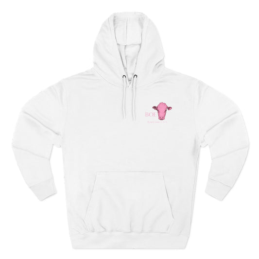 Beef On The East Cattle Co. Hoodie – Pink Cow Logo Fleece Pullover