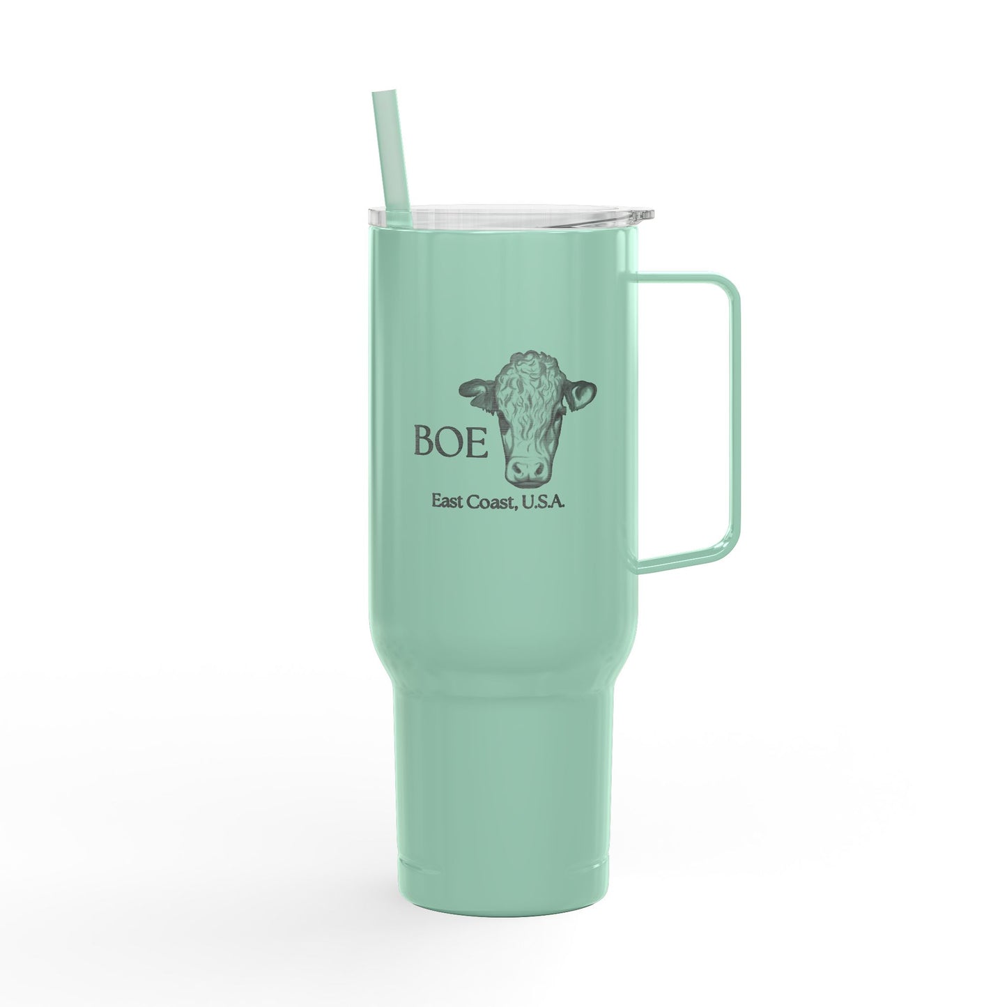 40oz Engraved Insulated Tumbler with Lid & Straw — Personalized State Outline Design