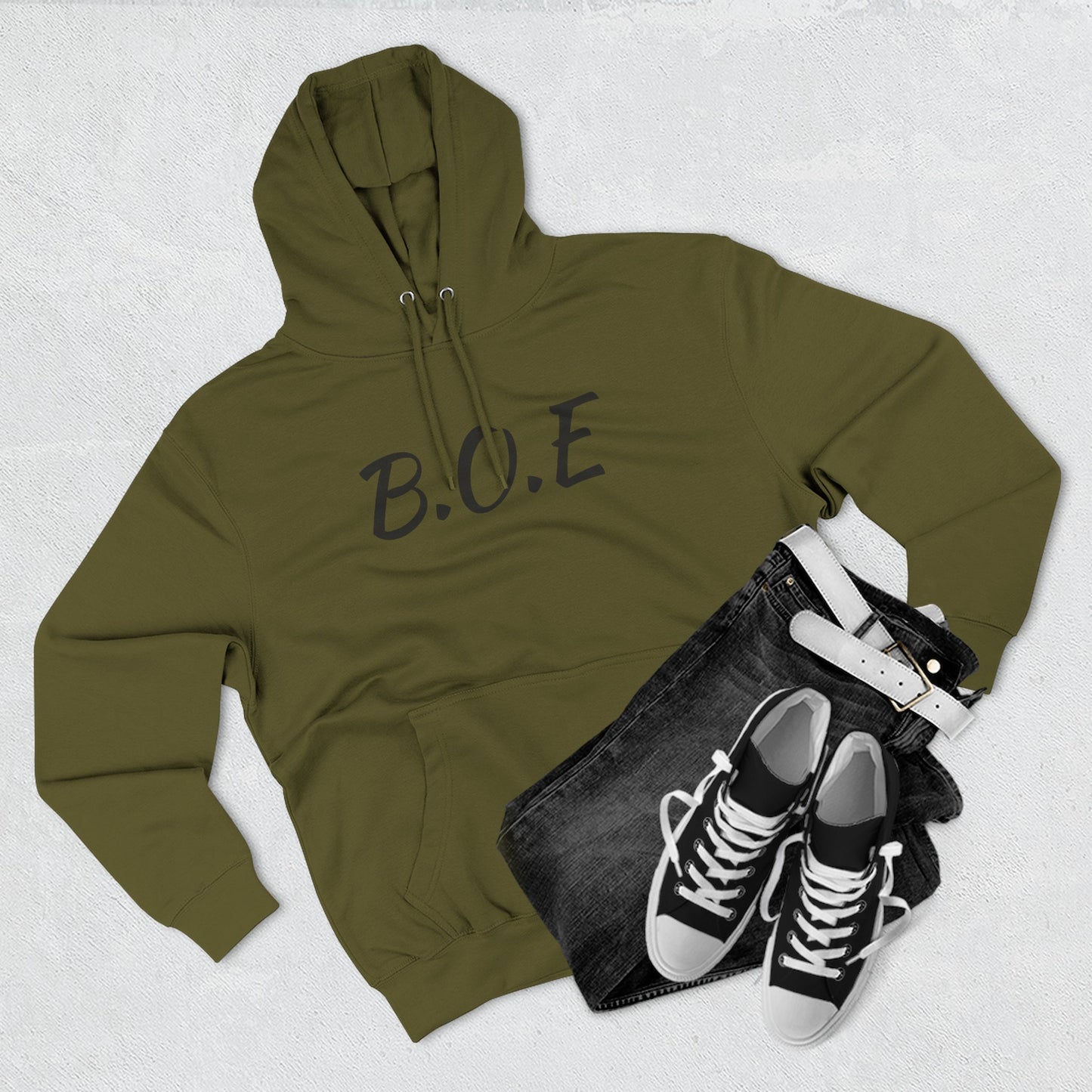 Beef On The East (B.O.E.) Fleece Hoodie — Minimal Ranch Logo Pullover