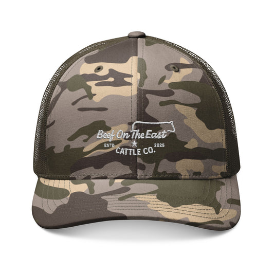 Embroidered Camo Hat — Vintage Bass Pro Style Mesh Cap