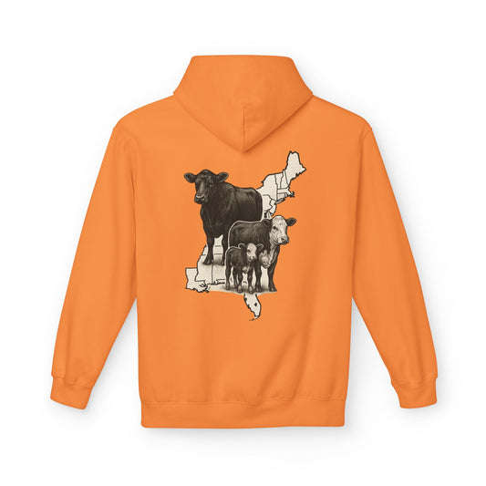 Beef On The East States Hoodie — East Coast States Cattle Graphic