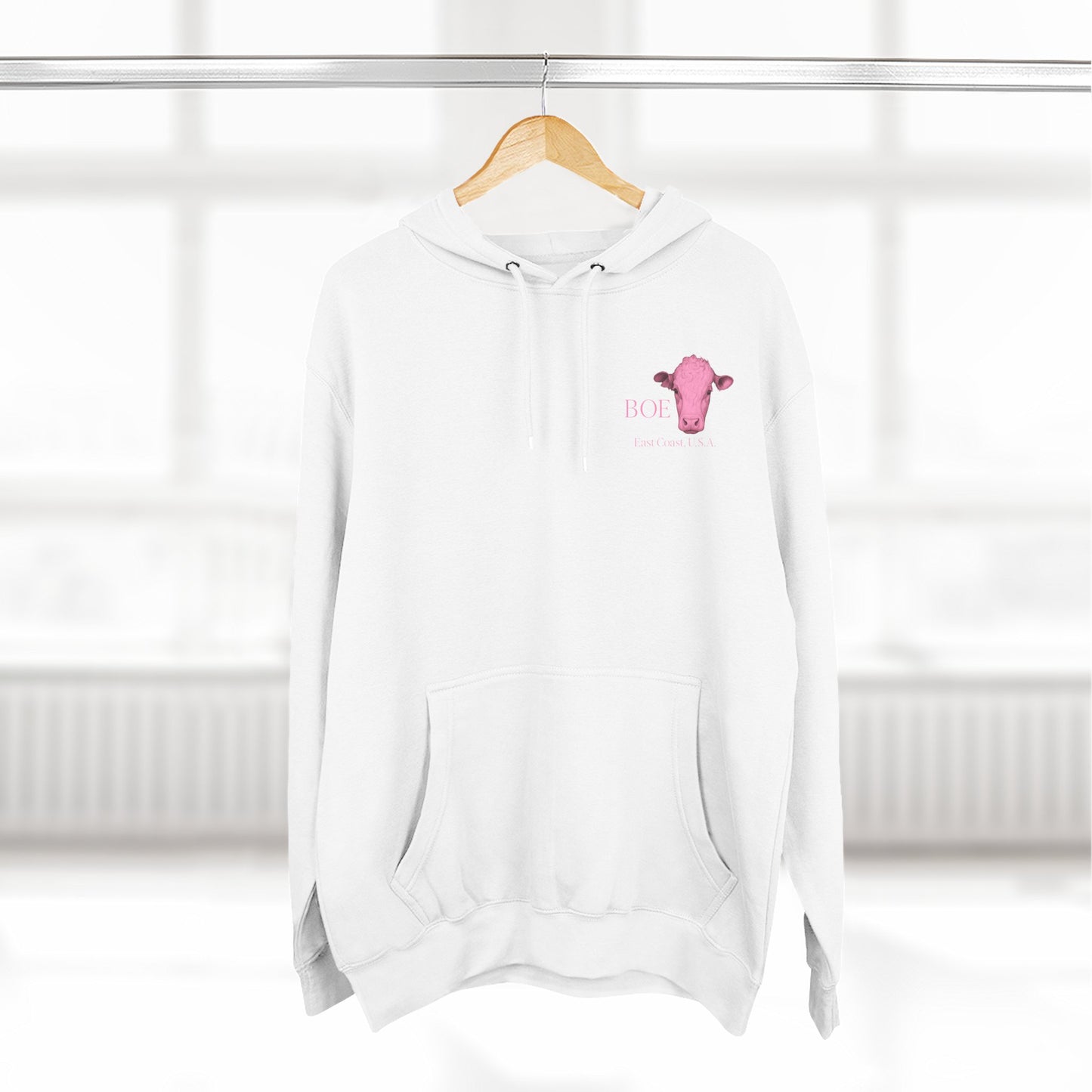 Beef On The East Cattle Co. Hoodie – Pink Cow Logo Fleece Pullover