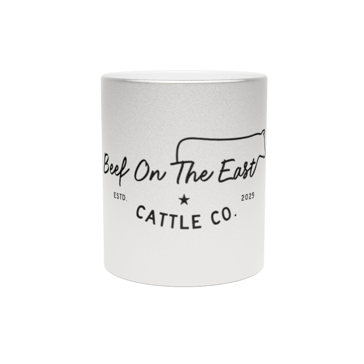 Beef On The East Cattle Co. Metallic Mug — Silver/Gold Farmhouse Coffee Cup