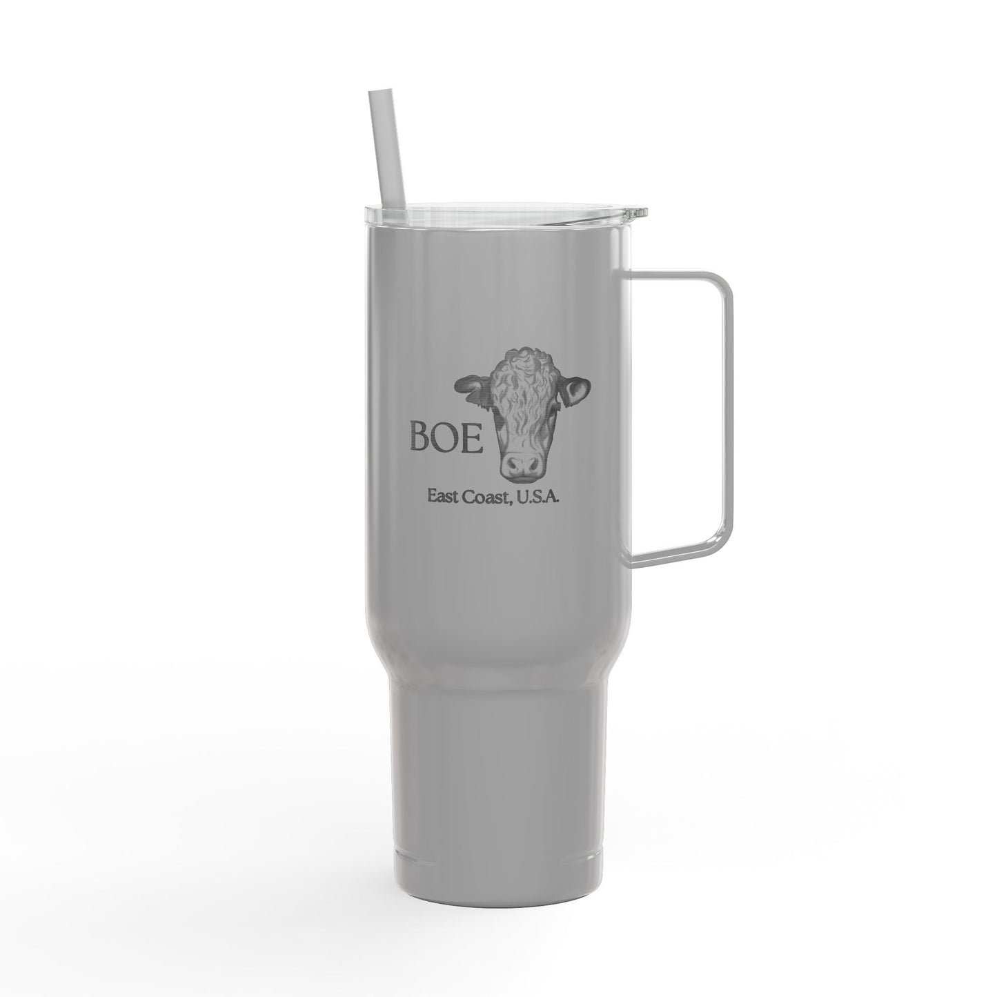 40oz Engraved Insulated Tumbler with Lid & Straw — Personalized State Outline Design