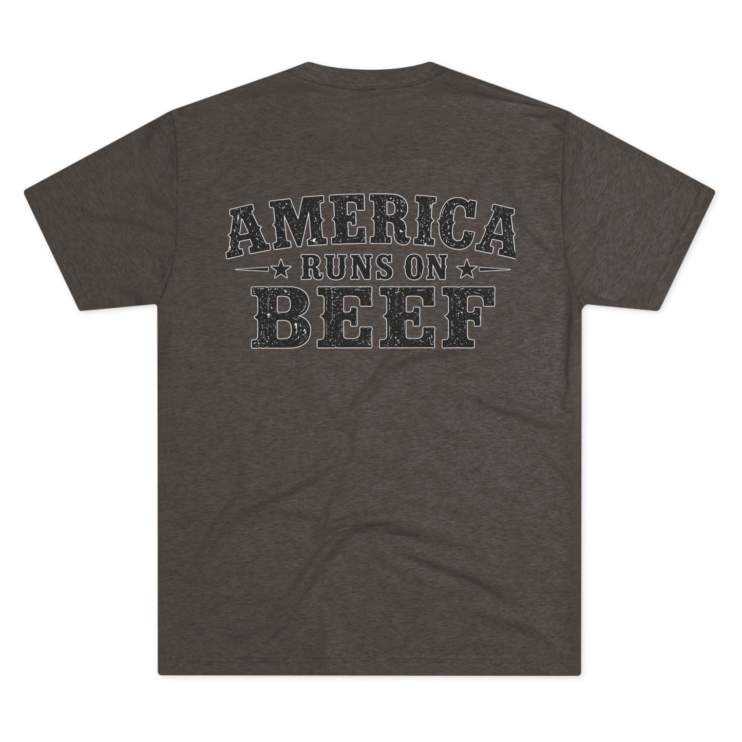 America Runs on Beef Tee --- Beef On The East Cattle Co.