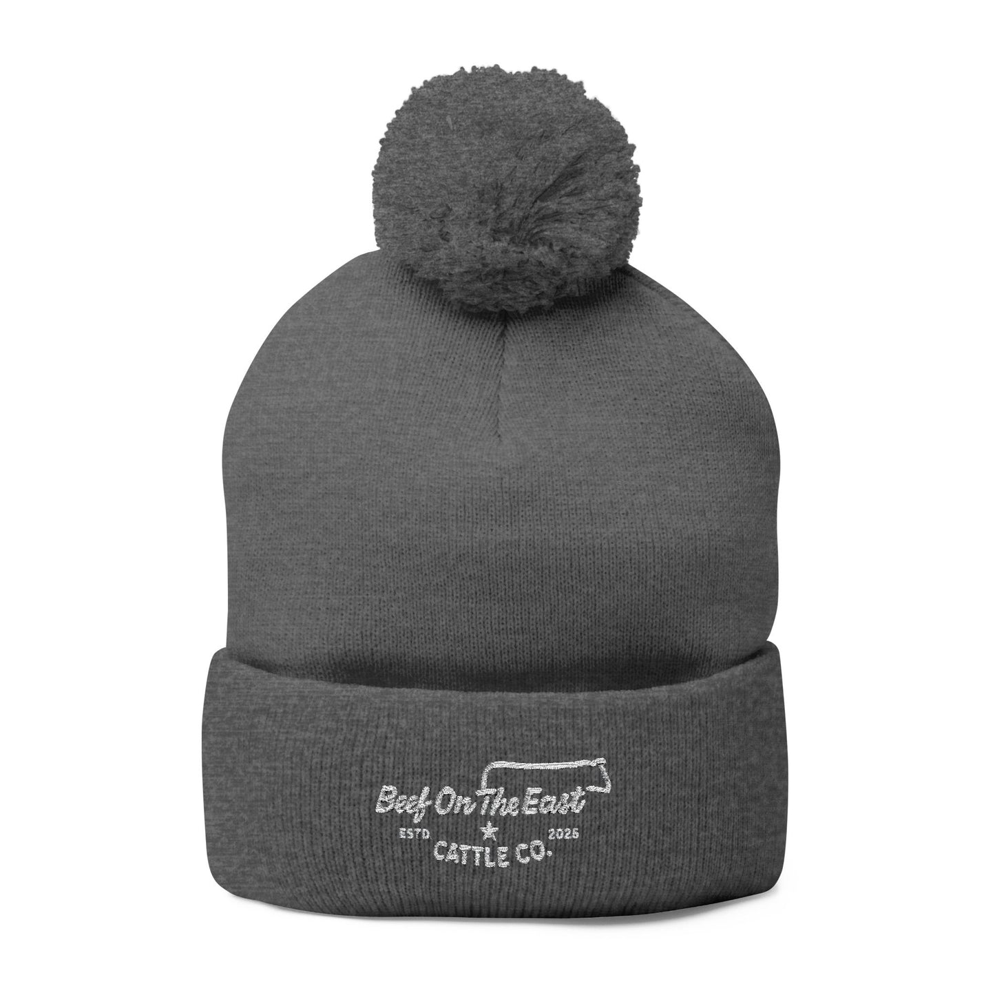 Embroidered Pom-Pom Knit Cap — Beef On The East Cattle Co.
