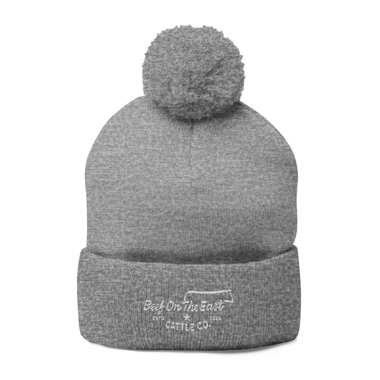 Embroidered Pom-Pom Knit Cap — Beef On The East Cattle Co.