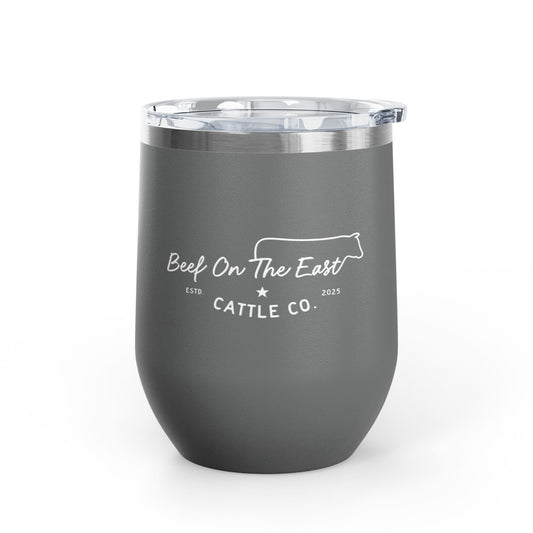 12oz  Wine Tumbler — 'Beef On The East' Cattle Co. Insulated Stemless Glass