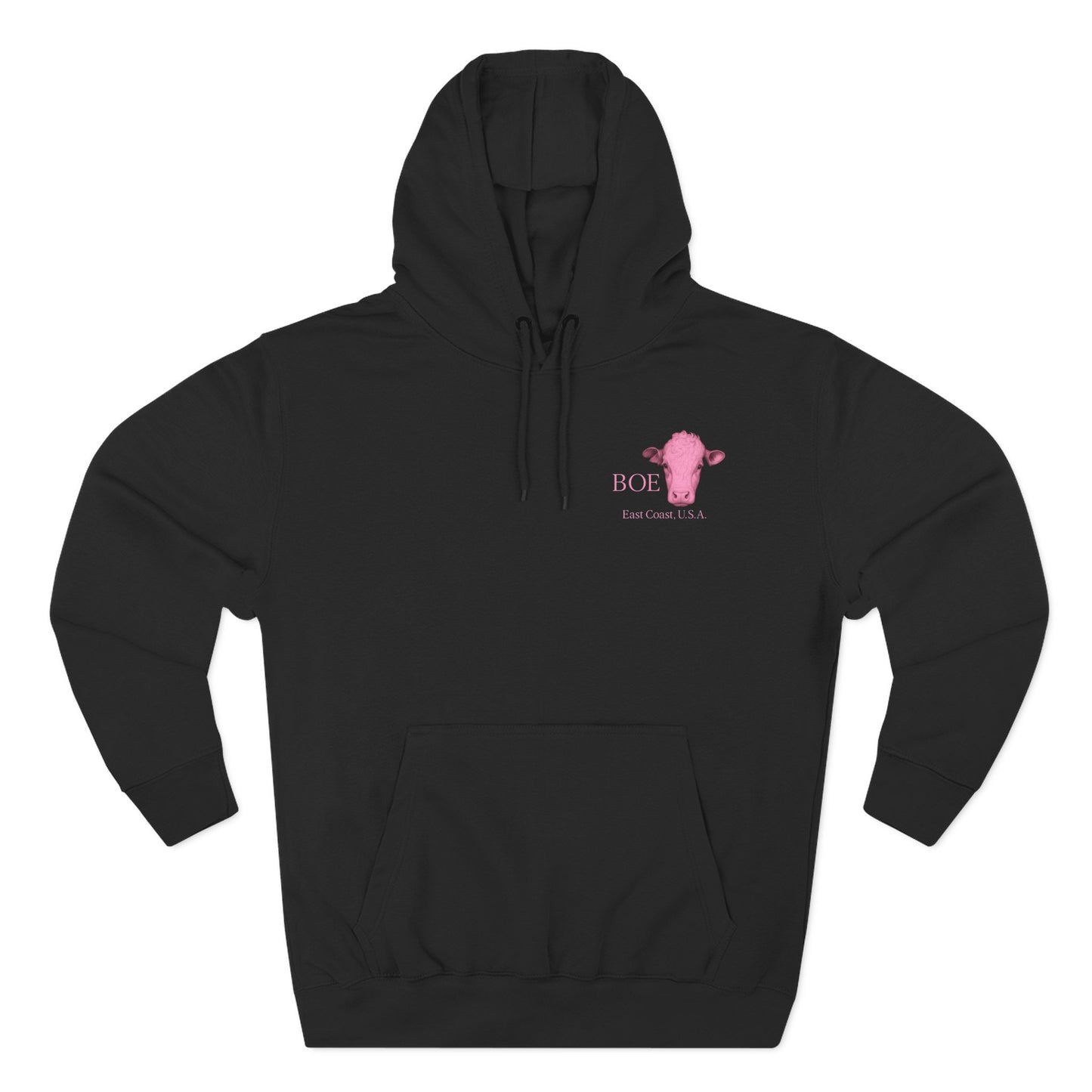 Beef On The East Cattle Co. Hoodie – Pink Cow Logo Fleece Pullover