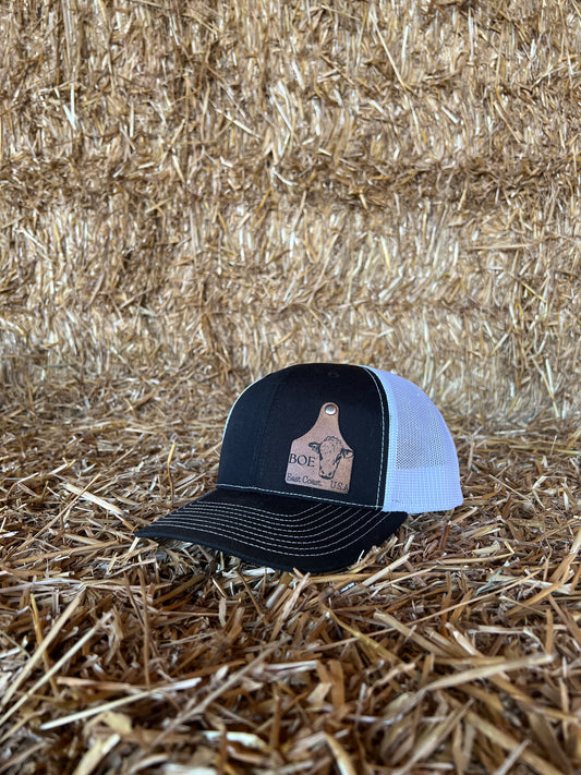 Black/White Ear Tag Richardson 112 Trucker Hat - Beef On The East Cattle Co.